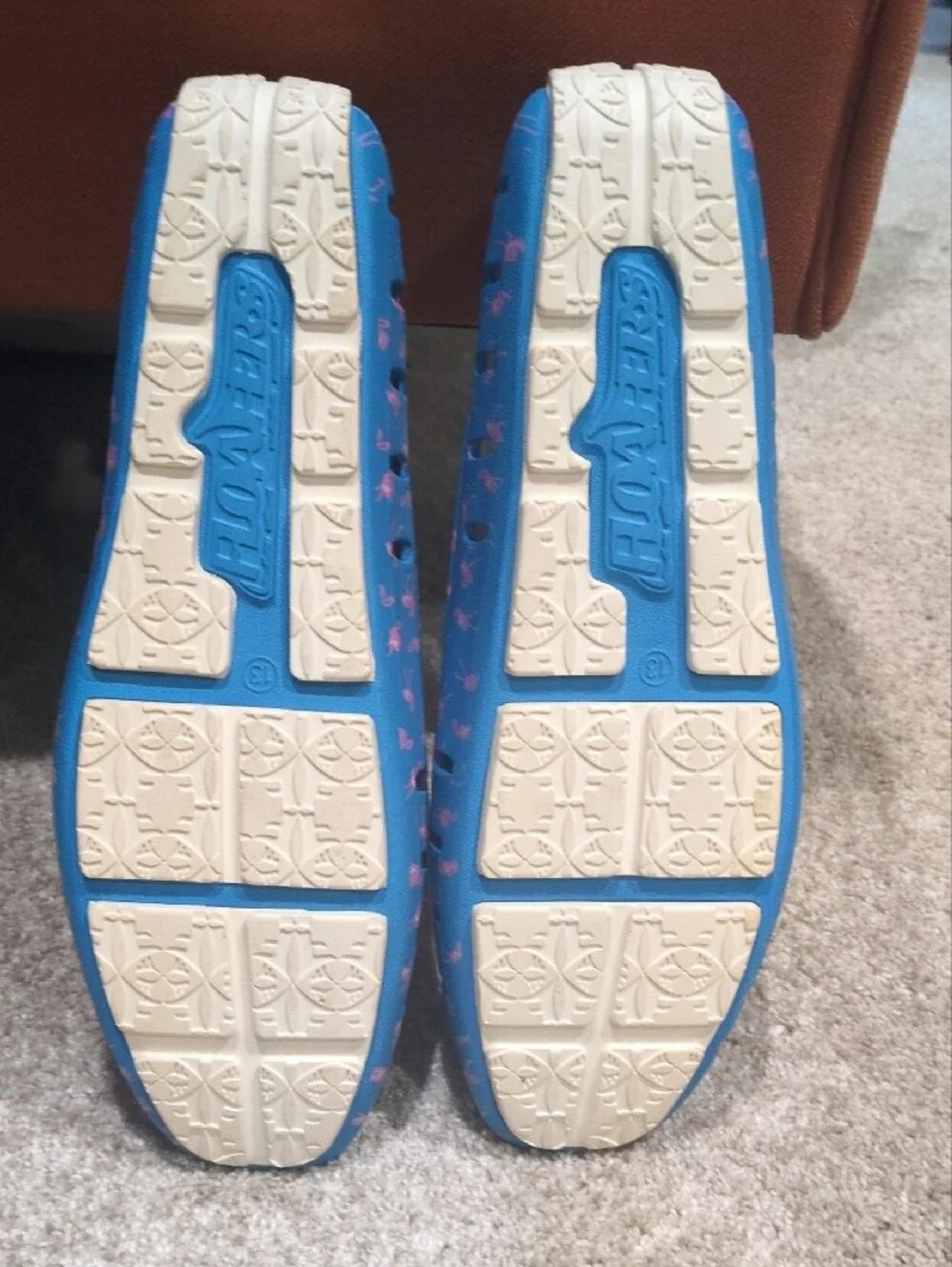 Never Worn Men's Floafers: Blue & Pink Flamingo-Print